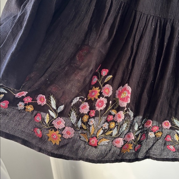 Free people Ti Amo black Floral embroidered mini Dress Size S - Picture 7 of 10
